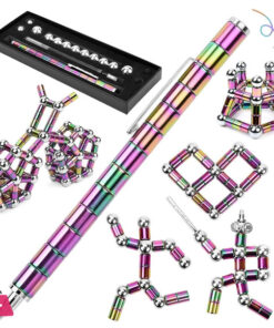 WICHARSH Magnetic Fidget Black Toy Pen  Fidget Toys for Boys Girls for Eliminate Pressure Fidget Gadgets Toy Pen Decompression Modular Tools for Adult (Rainbow)