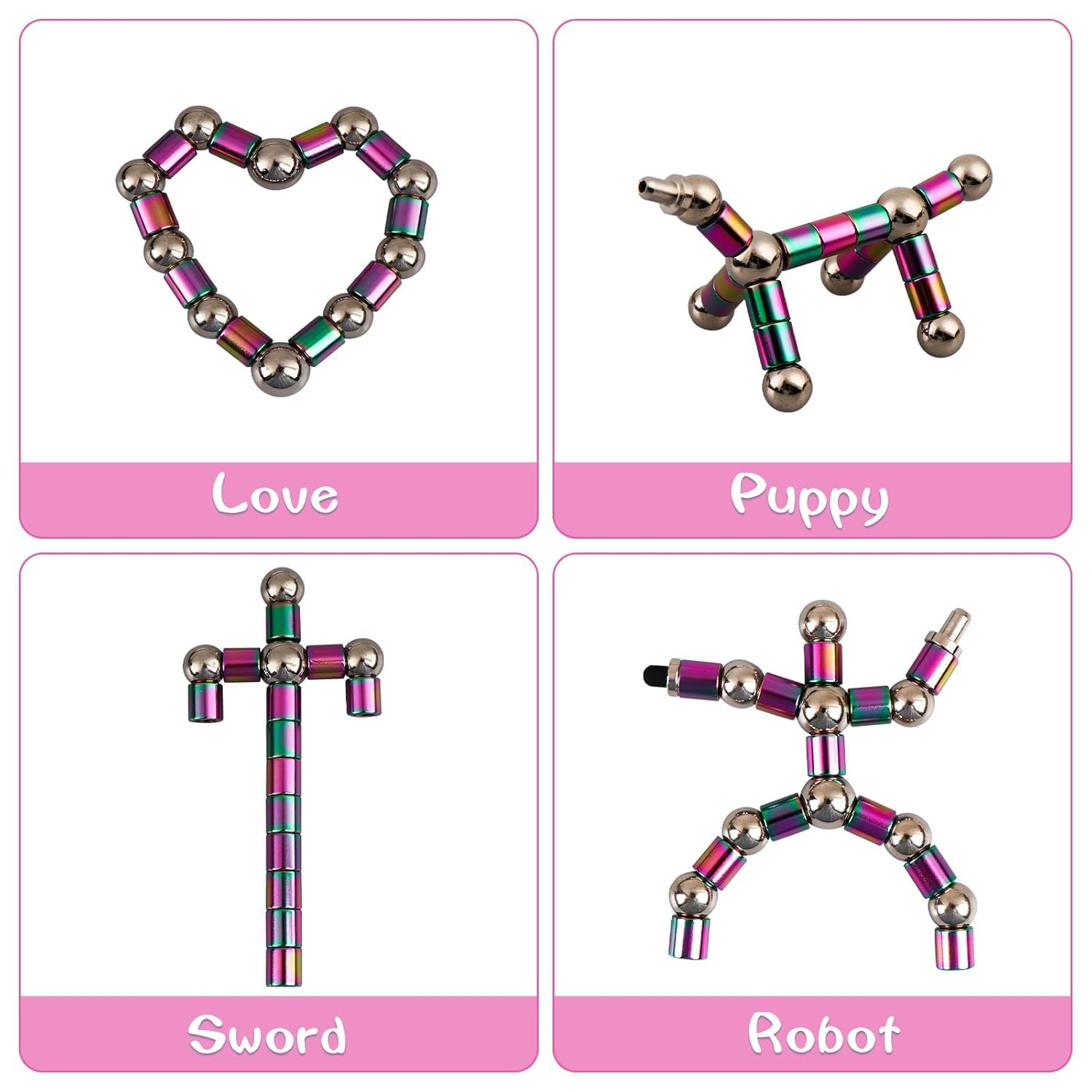 Wicharsh Magnetic Fidget Black Toy Pen Fidget Toys For Boys Girls For Eliminate Pressure Fidget Gadgets Toy Pen Decompression Modular Tools For Adult (Rainbow)