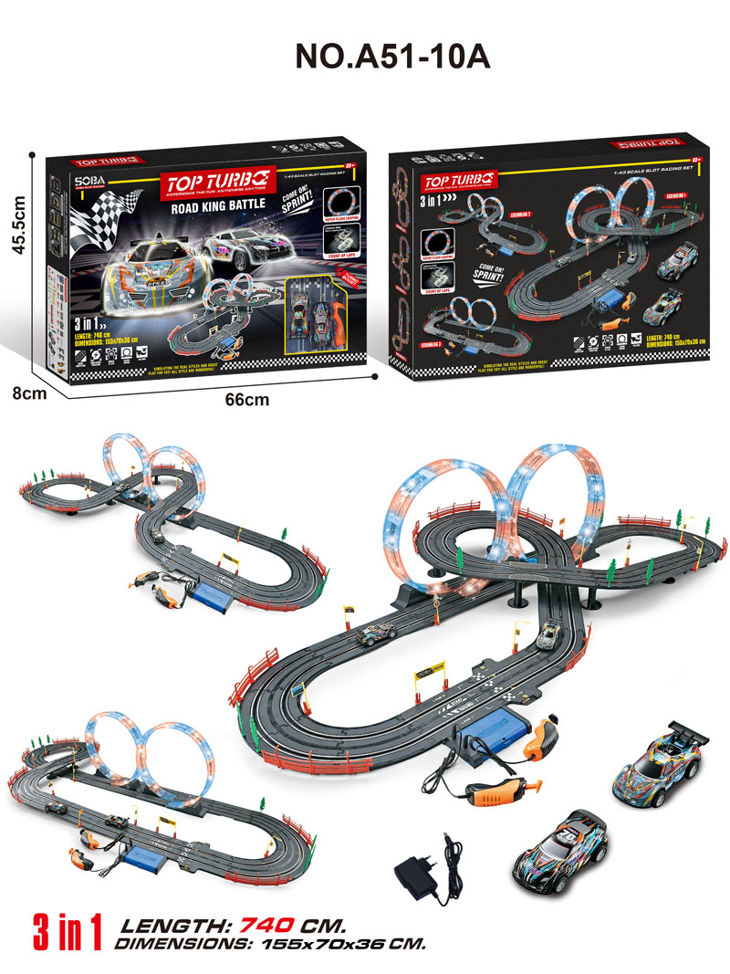 1:43 Electric Racing Track Luminous Racing Car With Lighted Track A51-10A