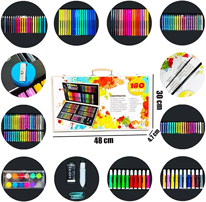 180 Pieces Art Painting Set High Quality Oil Pastels Drawing Wooden Box Art Kit For Girls And Boys 15 180 Pieces Art Painting Set High Quality Oil Pastels Drawing Wooden Box Art Kit For Girls And Boys