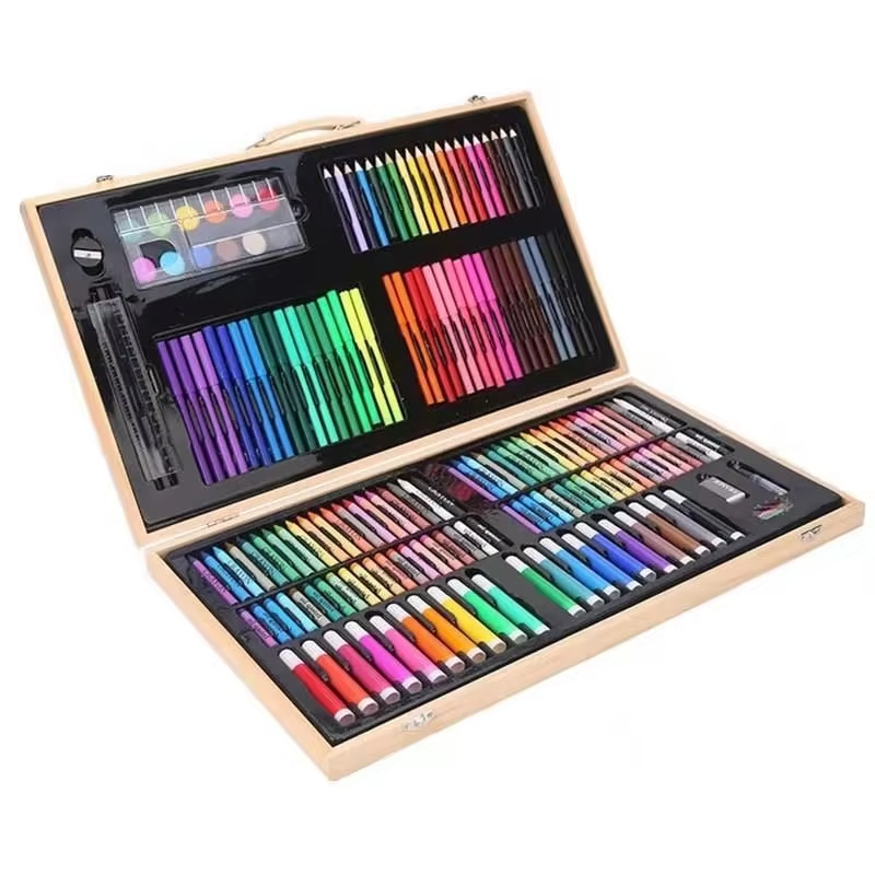 180 Pieces Art Painting Set High Quality Oil Pastels Drawing Wooden Box Art Kit For Girls And Boys 12 180 Pieces Art Painting Set High Quality Oil Pastels Drawing Wooden Box Art Kit For Girls And Boys