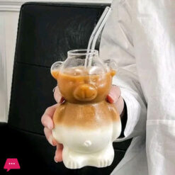 1PC 320ML Creative Cute Bear Coffee Mug with Straw