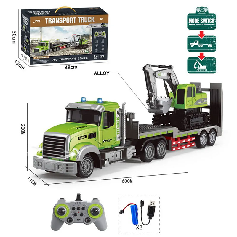2 In 1 Semi-Trailer Transport Vehicles Excavator Set Remote Control Alloy Engineering Vehicle Model With Music Light For Kids Gifts2 In 1 Semi-Trailer Transport Vehicles Excavator Set Remote Control Alloy Engineering Vehicle Model With Music Light For Kids Gifts