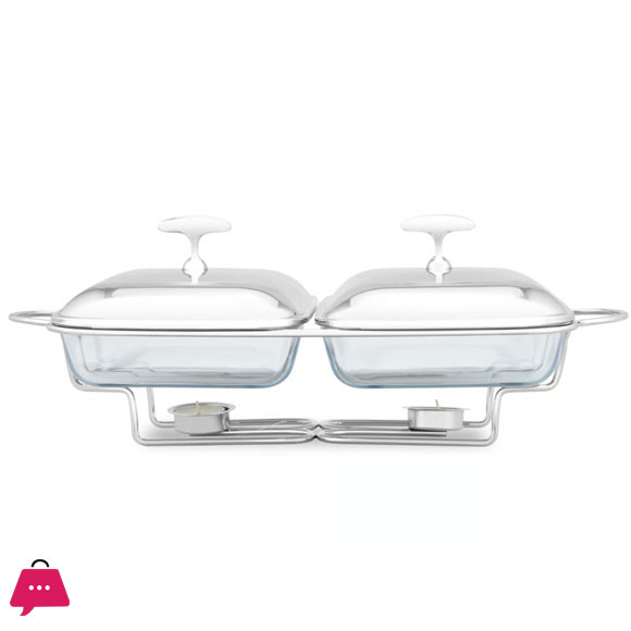 2 In1 Burner Dish Rectangle Food Warmer 3.6L 4 2 In1 Burner Dish Rectangle Food Warmer 3.6L - Image 2