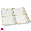 4 Portion Dry Fruit Dish Square Floral Design Ceramic Golden &Amp; White