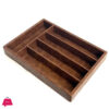 5 Compartment Imported Wooden + Leather Cutlery Tray