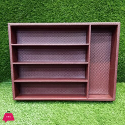 5 Compartment Imported Wooden + Leather Cutlery Tray