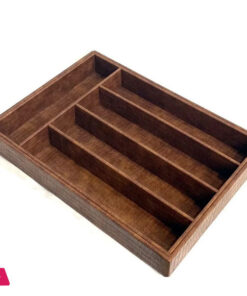 5 Compartment Imported Wooden + Leather Cutlery Tray