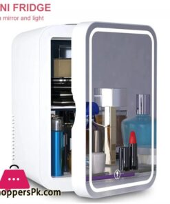 4L Mini Fridge Portable Storage Refrigerator WIth LED Light Mirror Cooler Home Car Use