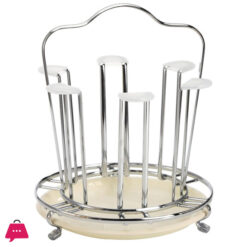 6 Holder Drinking Glass Drainer Stand With Drain Tray And Silicone Protective Hooks Non-Slip Bottle Drying Tree For Glasses Tumbler Kitchen