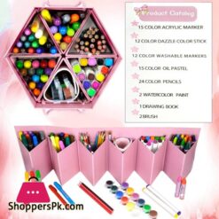 83Pcs Children Deluxe Art Drawing Acrylic Marker Dazzle Color Stick Washable Markers Oil Pastel Color Pencils Set For Kids Case Art And Craft Supplies Drawing And Painting Set
