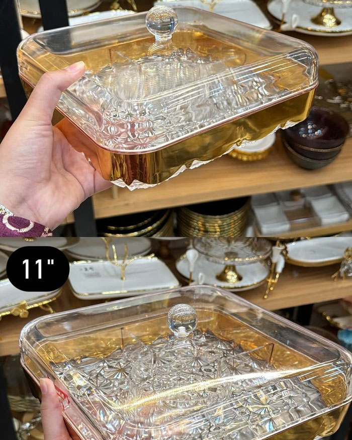 Acrylic Transparent Snack Tray With Lid Used For Dried Fruits Nuts Cookies Snacks
