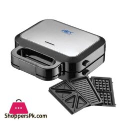 Anex Deluxe 3 In 1 Sandwich Maker 750W Black Silver AG 2139
