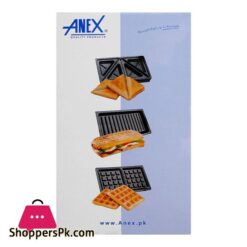 Anex Deluxe 3 In 1 Sandwich Maker 750W Black Silver Ag 2139