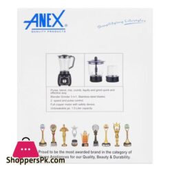 Anex Deluxe Blender Grinder 1500Ml Jar Black Ag 6135Ub