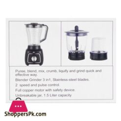 Anex Deluxe Blender Grinder 1500Ml Jar Black Ag 6135Ub