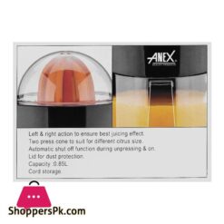 Anex Deluxe Citrus Juicer 850Ml Capacity 40W Black Ag 2154