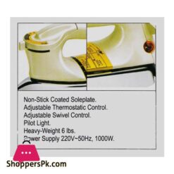 Anex Deluxe Dry Iron 1000W Grey Ag 1079B