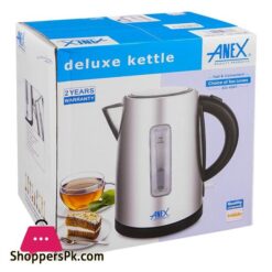 Anex Deluxe Kettle 1850 2200W Approx 1700Ml Capacity Black Silver Ag 4047