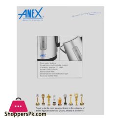 Anex Deluxe Kettle 1850 2200W Approx 1700Ml Capacity Black Silver Ag 4047