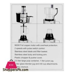 Anex Deluxe Kitchen Robot 900W Black Ag 3152