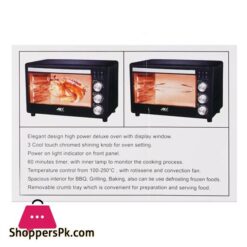 Anex Deluxe Oven Toaster 1600W Black Silver Ag 3075