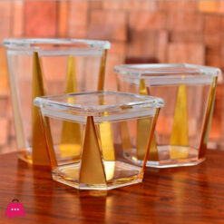 Canister Set With Gold Silver Rose Gold Coating 3 Pcs Set