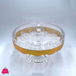 Clear Acrylic Round Dessert Serving Platter with Gold Belt 5 Compartments Lid