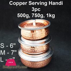Copper Serving Handi Hammered Design Set Of 3 Copper Serving Handi Copper Pots Set Of Three Copper Handi Serving Dish Inside Steel Outside Pure Copper
