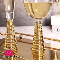 Creative Electroplating Golden Glass Cocktail Glass Golden Base High-End Glass - Pack Of 6