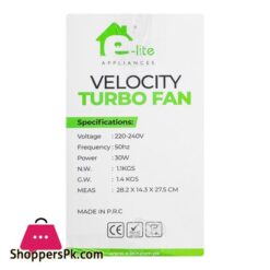 E Lite High Velocity Turbo Fan 3 Speeds Adjustable Tilt Quiet 30W 8 Inch Black Evf 08