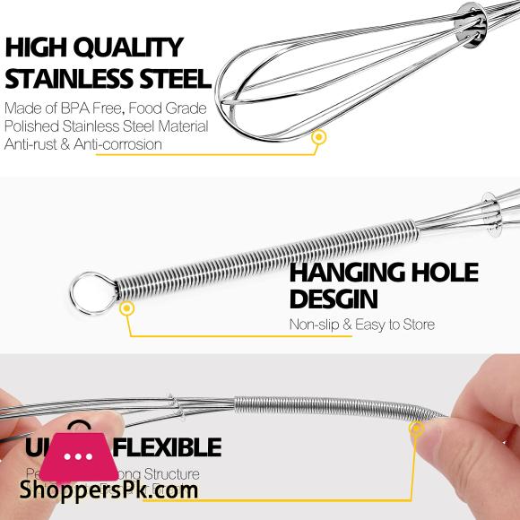 Elegant E7812 Ss Mini Whisk 6 Leeseph Wire Whisks 5In 7In 8In Stainless Steel Kitchen Mini Whisk Egg Beater For Cooking Blending Beating And Stirring