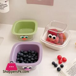 Fruit Drain Basket Removable Double Layer Fruit Vegetable Basin Draining Basket