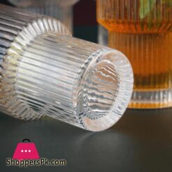 Pure Glass Water Set Of 6 Drinkware Gold Rimmed Fluted Bottom Glass Set Vertical Glassware Set