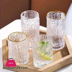 Ice Texture Gold Trimmed Crystal Drink Glass 300 &Amp; 400Ml