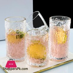 Ice Texture Gold Trimmed Crystal Drink Glass 300 &Amp; 400Ml