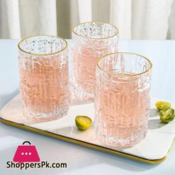 Ice Texture Gold Trimmed Crystal Drink Glass 300 &Amp; 400Ml