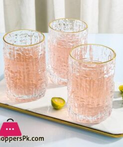 Ice Texture Gold Trimmed Crystal Drink Glass 300 &Amp; 400Ml 35 Ice Texture Gold Trimmed Crystal Drink Glass 300 &Amp; 400Ml - Image 6