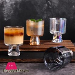 Japanese-Style High-Footed Snow Mountain Bottom Glass Coffee Cup Pack Of 6