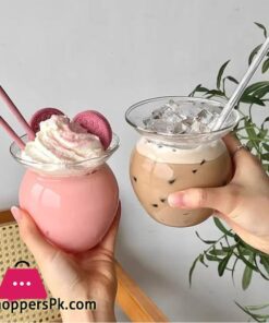 Matka Glass Sundae Milkshake Cup Ice Cream Juice Dessert Parfait Yogurt Milk Tea Cup - 550ml