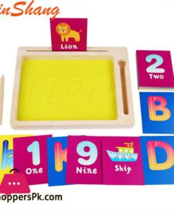 PinShang Kids Wooden Sand Tray With Wood Pen DIY Sand Writing Painting Set Early Educational Toys Gifts For Boys Girls
