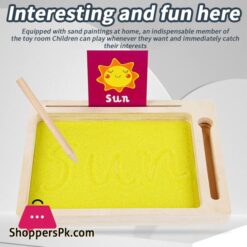 Pinshang Kids Wooden Sand Tray With Wood Pen Diy Sand Writing Painting Set Early Educational Toys Gifts For Boys Girls