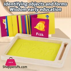 Pinshang Kids Wooden Sand Tray With Wood Pen Diy Sand Writing Painting Set Early Educational Toys Gifts For Boys Girls