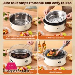 Portable Barbecue Stove Round Stainless Steel Detachable Smokeless Charcoal Grill