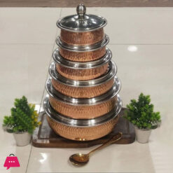 REAL COPPER Shahi Serving Handi with Glass Lid