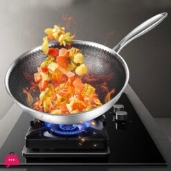 Stainless Steel Honeycomb Pattern Frying Pan