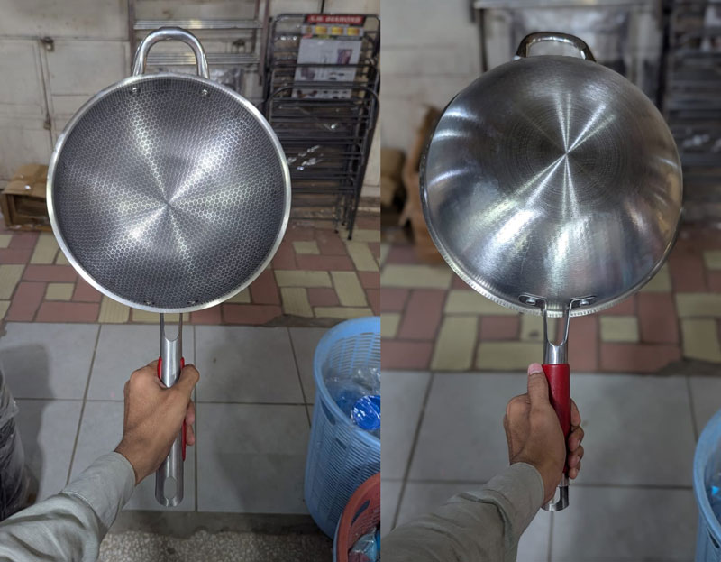 Stainless Steel Honeycomb Pattern Frying Pan