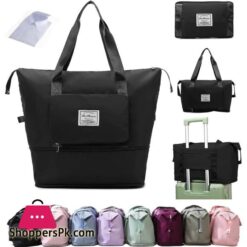 Large Capacity Folding Travel Bag Travel Lightweight Waterproof Carry on Luggage Bags with Fixed Strap Dry and Wet Separation Foldable Travel Duffel Bag for Weekender Overnight Sports Gym Bag