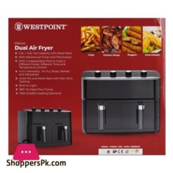 West Point Deluxe Double Basket Dual Air Fryer 2X1150W 2X45 Liter Wf 4258