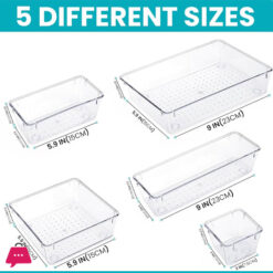 Acrylic  Drawer Organizer Set 5 Pcs Versatile Storage For Makeup, Jewelry, Vanity, Bathroom, Bedroom, Office Organizer Kitchen